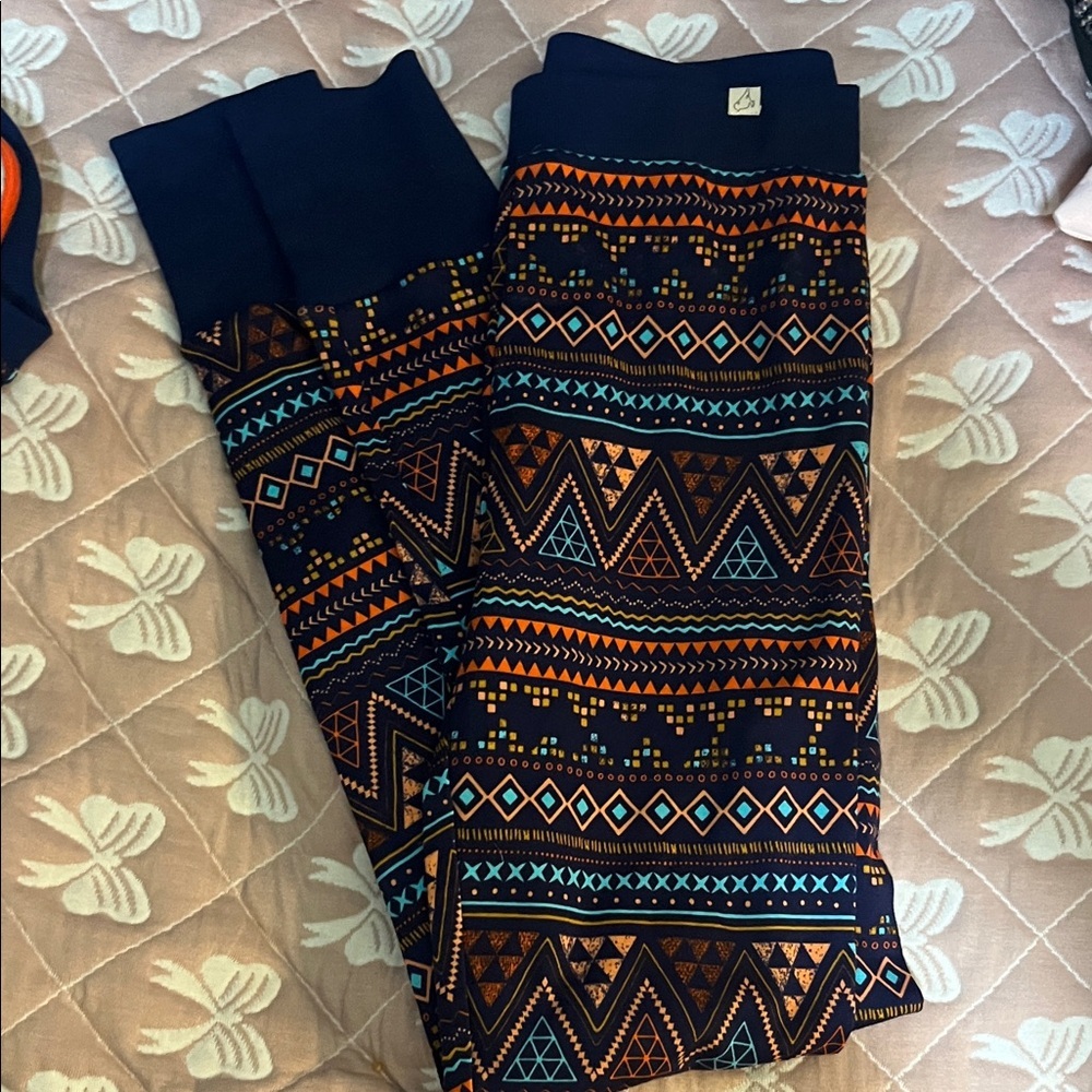 Tribal Print Women's Pajama Set - Navy and Orange US size 4 - Picture 5 of 6